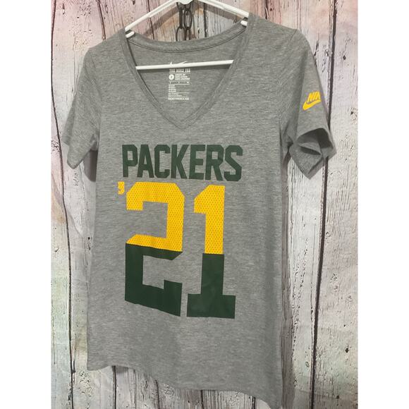 PACKERS #21 NIKE Tee Gray V Neck Size Small - Picture 1 of 7